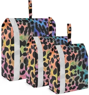 Colorful Rainbow Leopard Packing Cubes for Suitcases 3 Set Compression Lightweight Luggage Packing Organizers for Carry on Suitcase Travel Accessories Luggage Organizer Bags Set