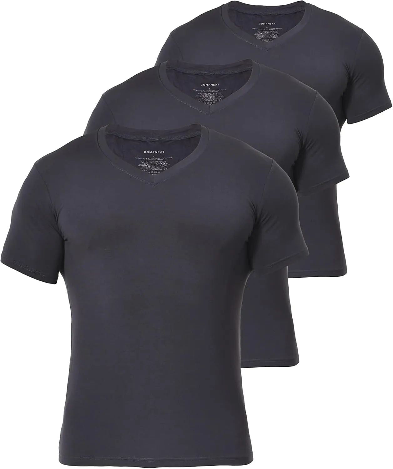 Comfneat Men's Undershirts Viscose V-Neck Cool Feeling T-Shirt 3-Pack