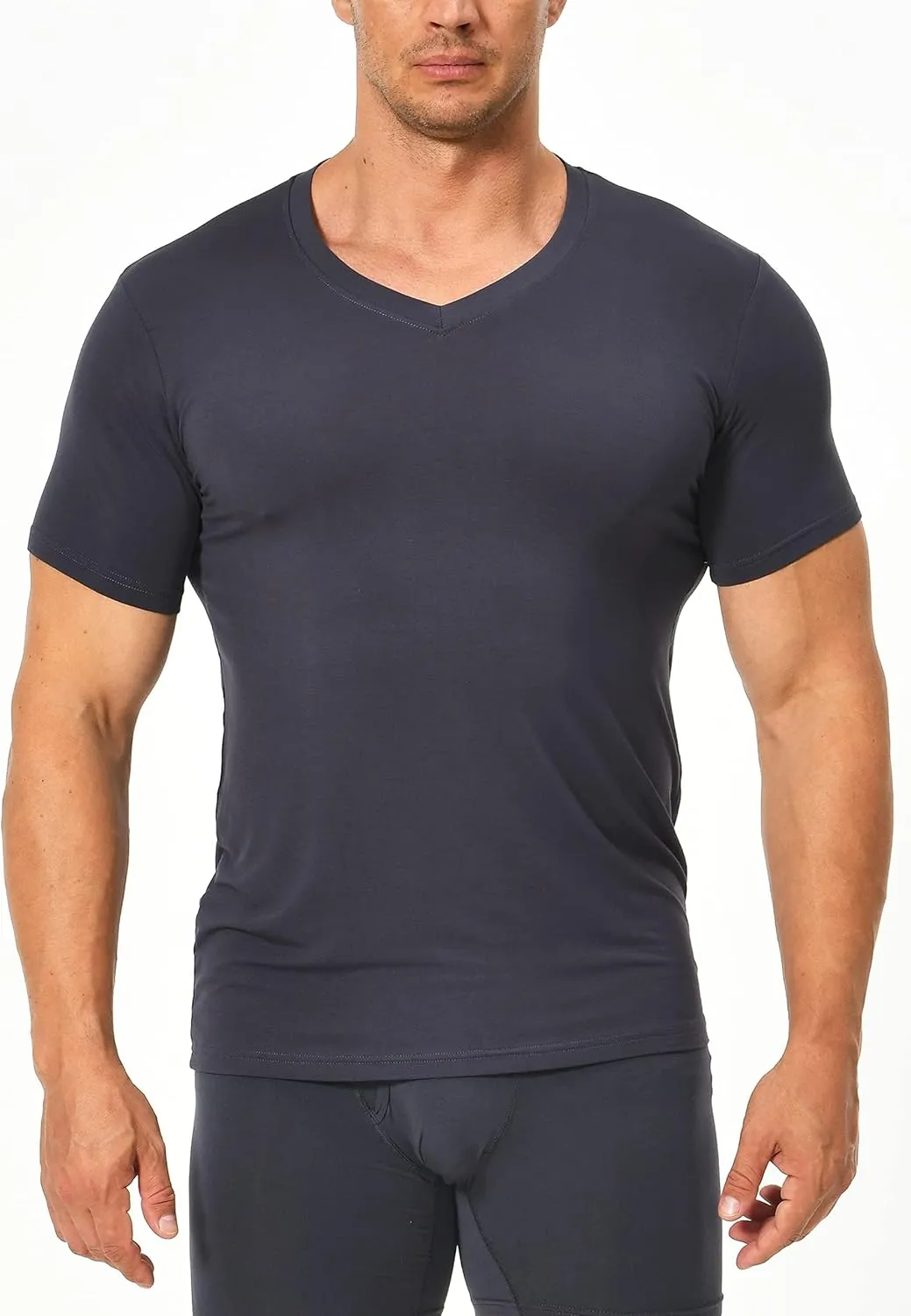 Comfneat Men's Undershirts Viscose V-Neck Cool Feeling T-Shirt 3-Pack
