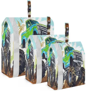 Cool Green Truck Packing Cubes for Suitcases 3 Set Lightweight Compression Luggage Packing Organizers for Carry on Suitcase Travel Essentials Luggage Organizer Bags Set