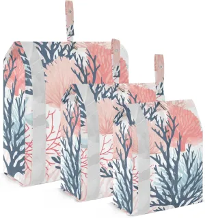 Coral Starfish Packing Cubes for Suitcases 3 Set Compression Lightweight Luggage Packing Organizers for Carry on Suitcase Travel Accessories Luggage Organizer Bags Set