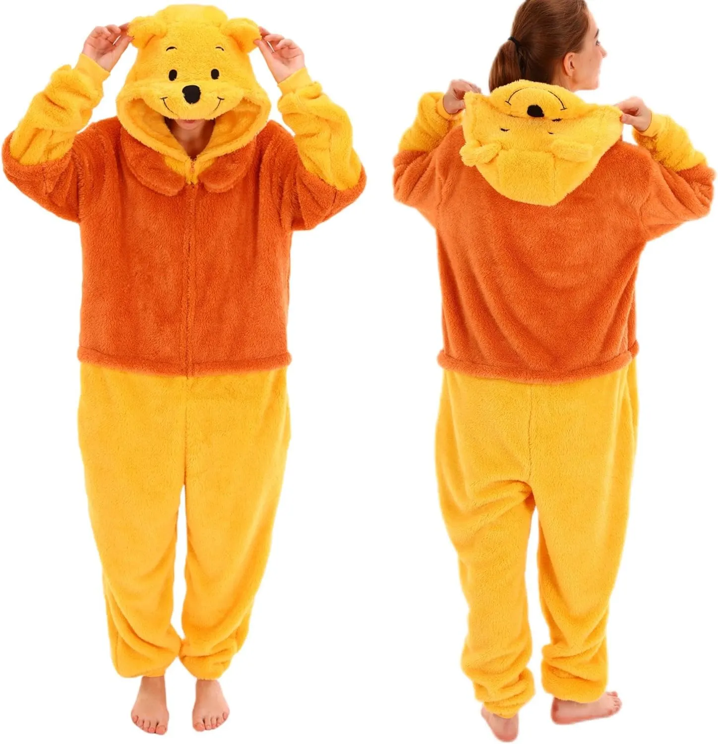COSUSKET Fitted Unisex Adult Onesie Pajamas, Halloween Sherpa Cosplay One Piece Costume Suit for Womens Mens Gifts