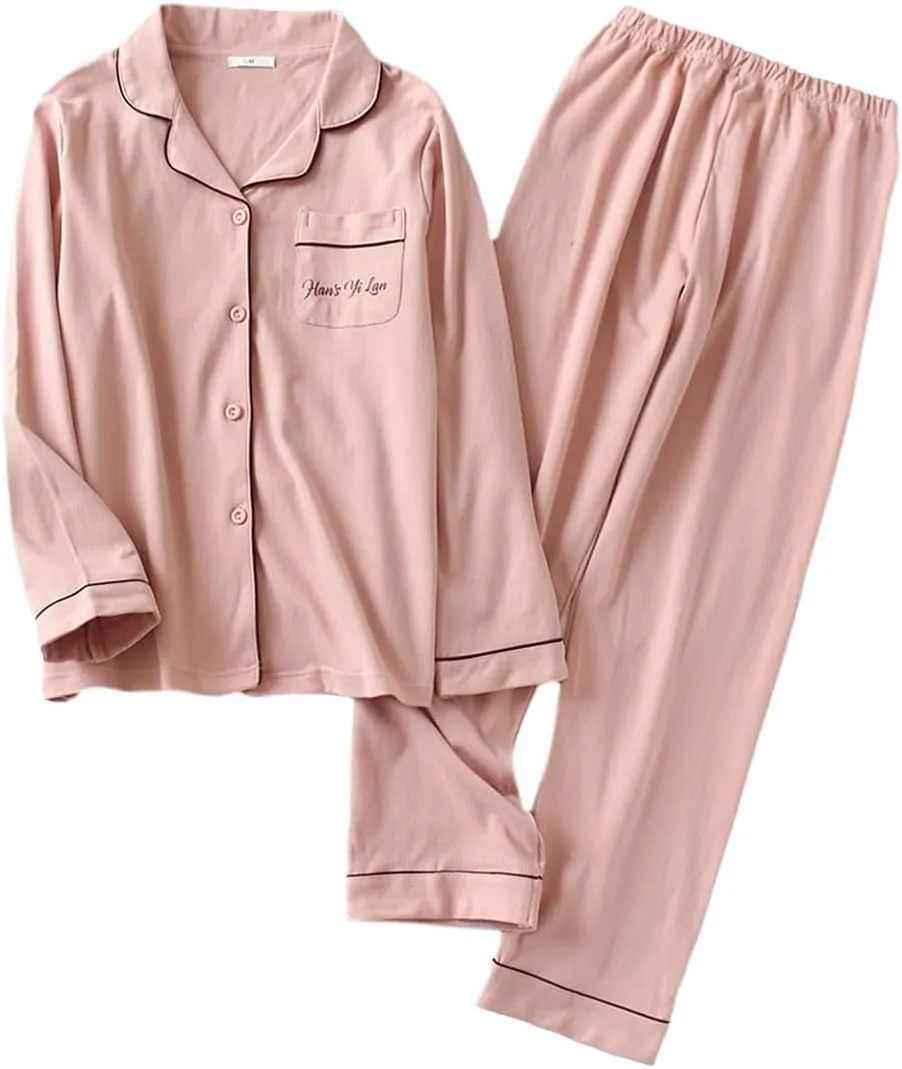 Cotton Pajamas for women Set Long Sleeve Shirts Pants Sets 2 Piece Pj Set Sleepwear Loungewear Lounge Sets