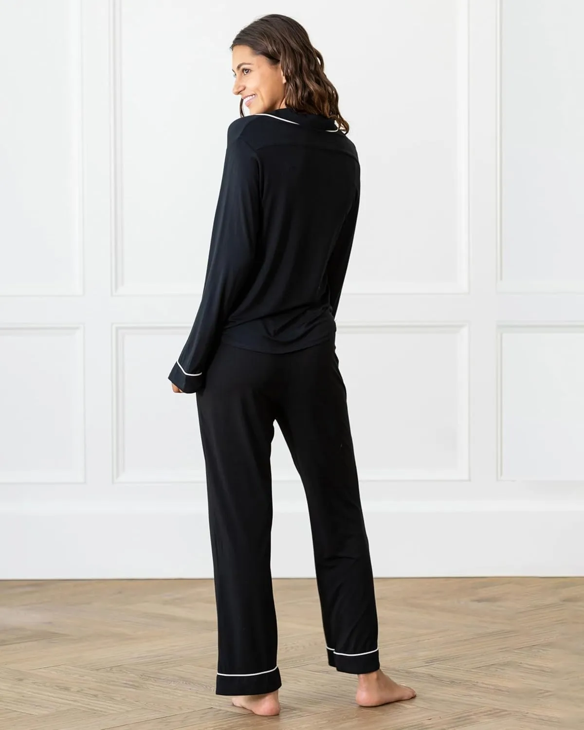 Cozy Earth 100% Viscose From Bamboo Long Sleeve Pajama Set For Women - Button-Up Sleepwear