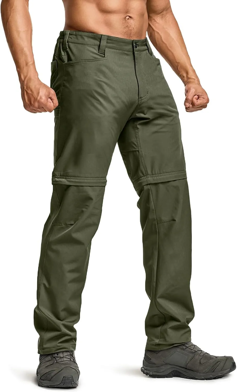 CQR Men's Convertible Cargo Tactical Pants, Water Resistant Outdoor Hiking Pants, Zip Off Lightweight Stretch Work Pants