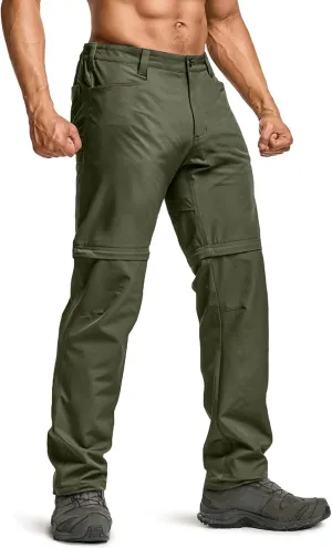 CQR Men's Convertible Cargo Tactical Pants, Water Resistant Outdoor Hiking Pants, Zip Off Lightweight Stretch Work Pants