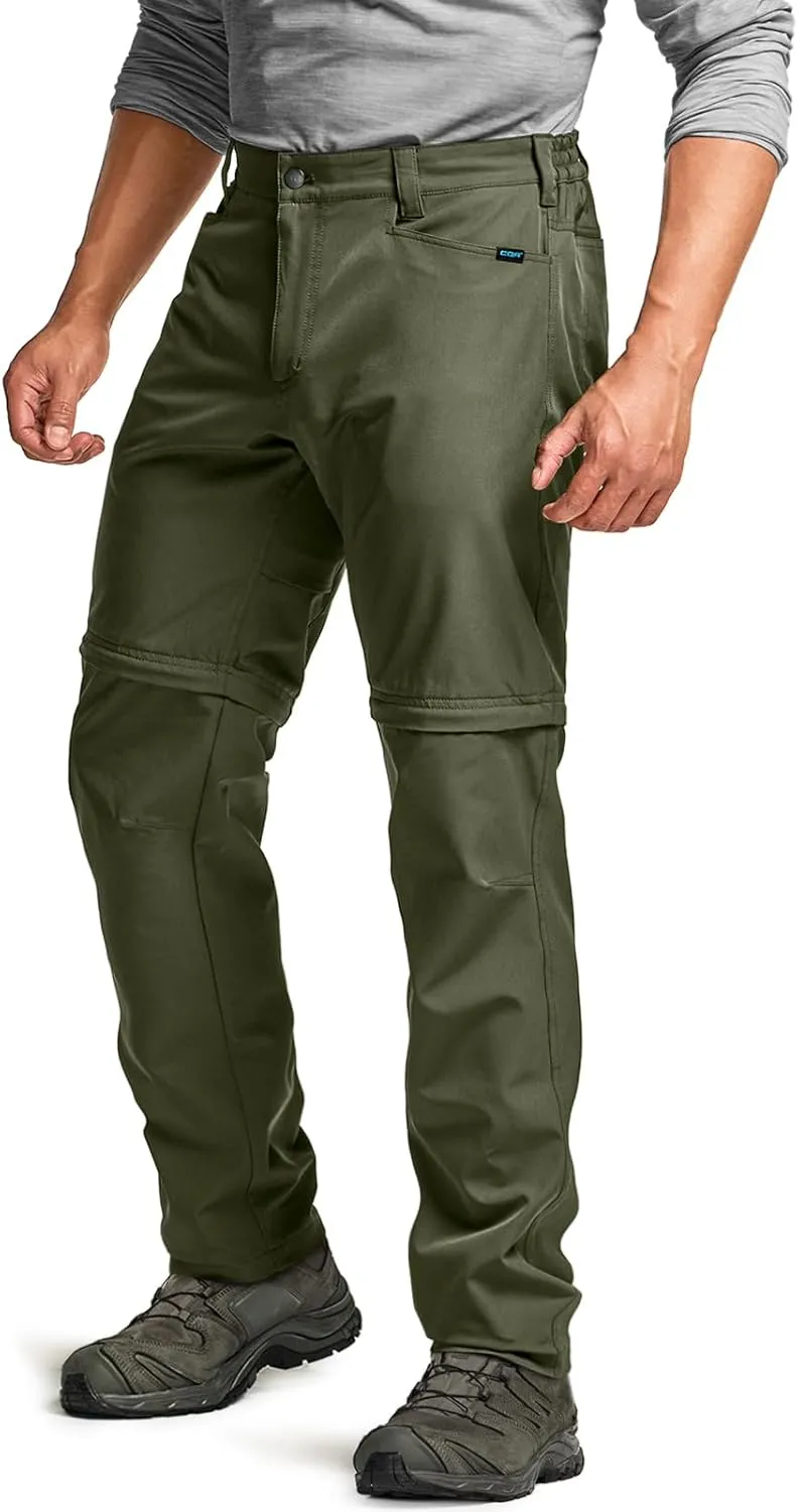 CQR Men's Convertible Cargo Tactical Pants, Water Resistant Outdoor Hiking Pants, Zip Off Lightweight Stretch Work Pants
