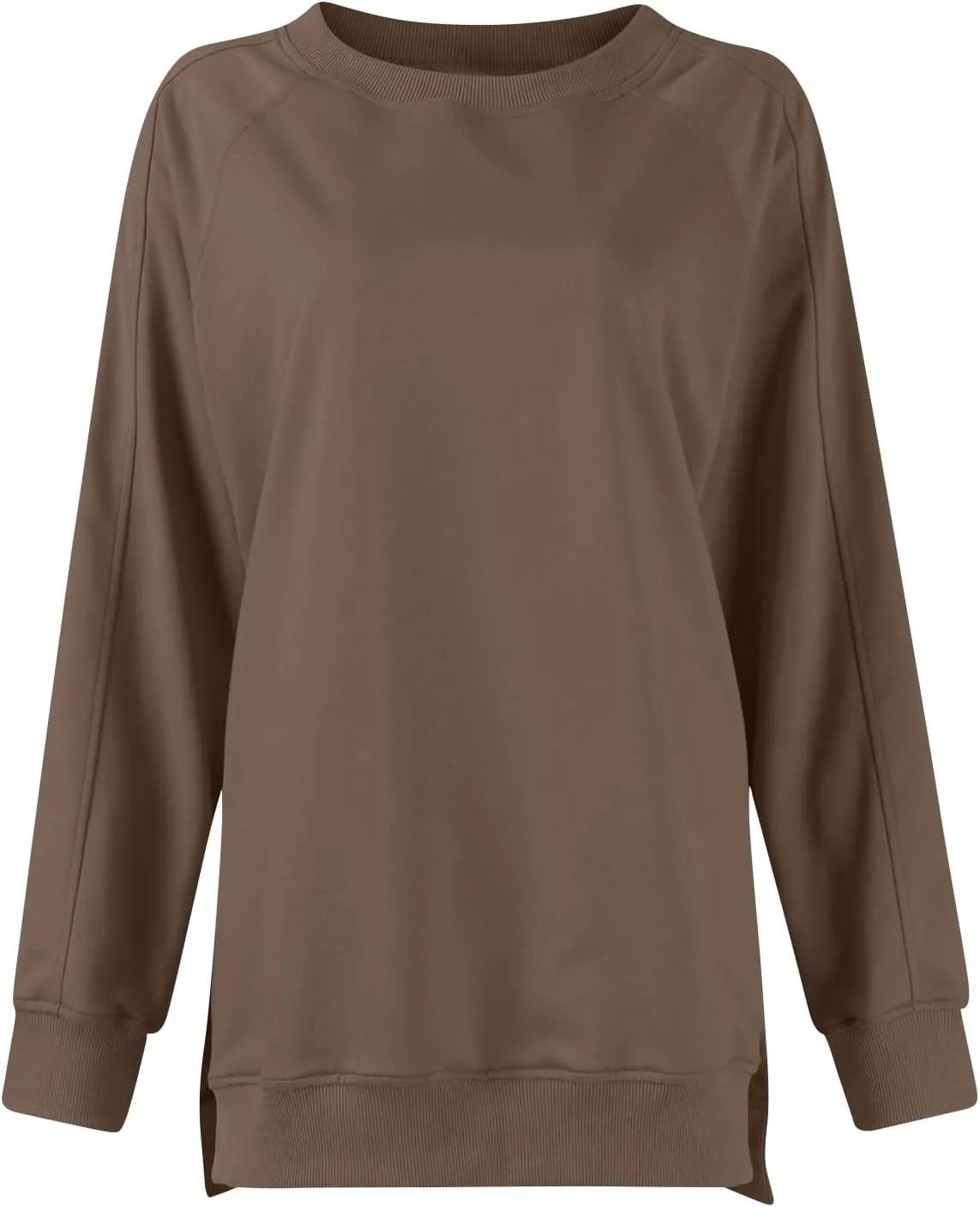 Crewneck Sweatshirts Women Side Slit Oversized Fall Sweatshirt Long Sleeve Tunic Pullover Shirts Y2k Hoodie Sweater