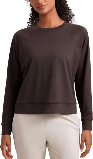 CRZ YOGA Cloud Jersey Pullover Sweatshirt for Women Long Sleeve Soft Casual Crewneck Tops Basic Workout Fall Shirts