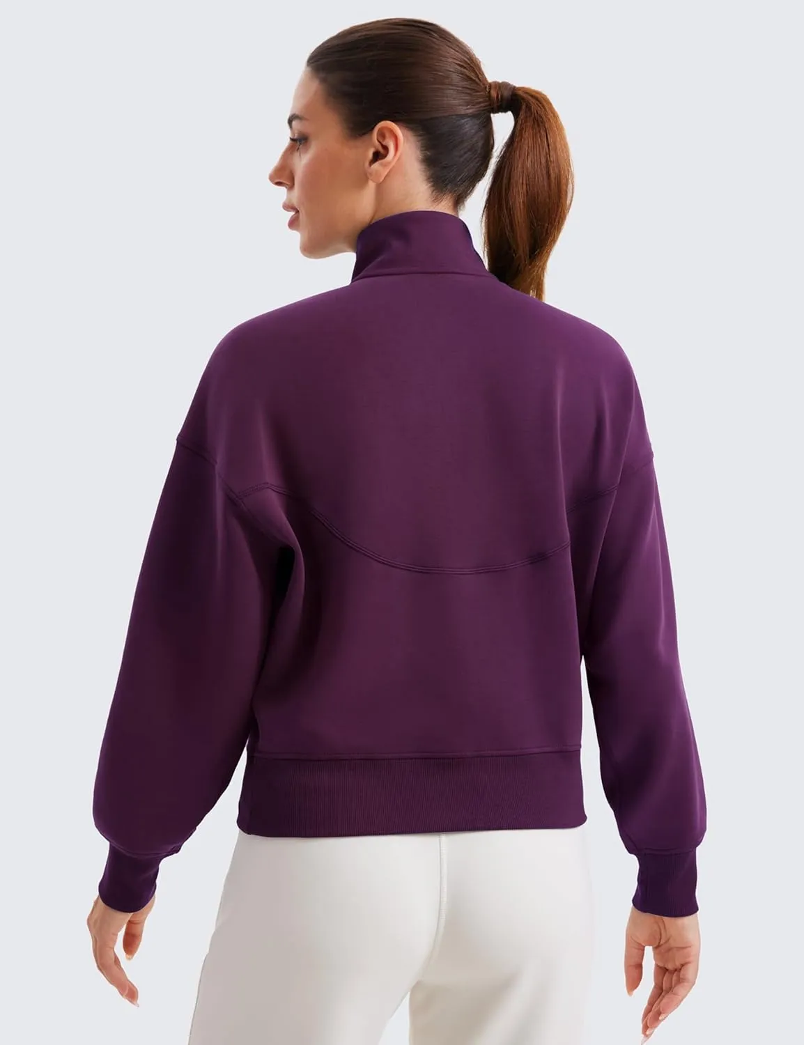CRZ YOGA SoftAura Half Zip Sweatshirt for Women Long Sleeve Pullover Workout Casual Funnel Neck Tops with Pocket