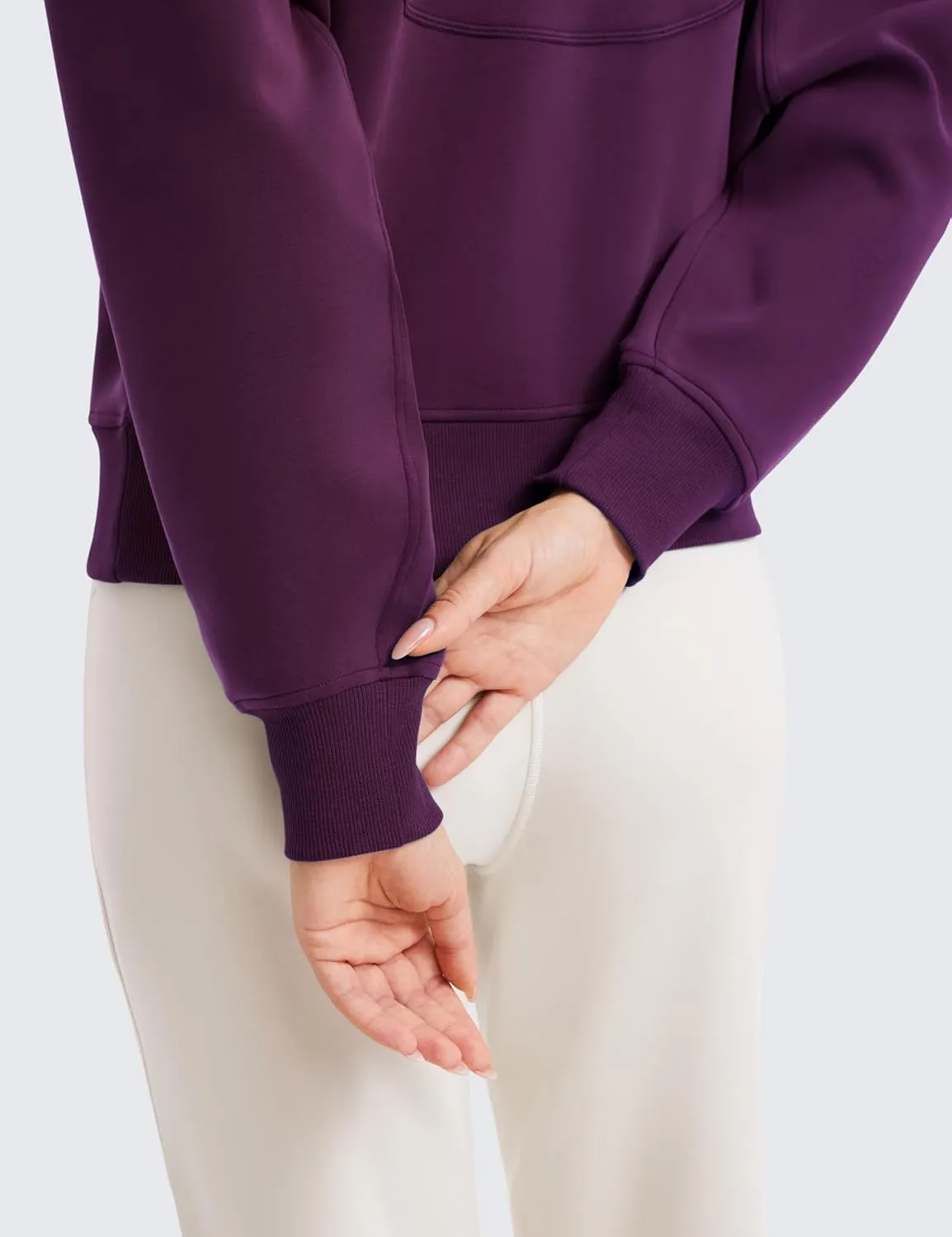 CRZ YOGA SoftAura Half Zip Sweatshirt for Women Long Sleeve Pullover Workout Casual Funnel Neck Tops with Pocket