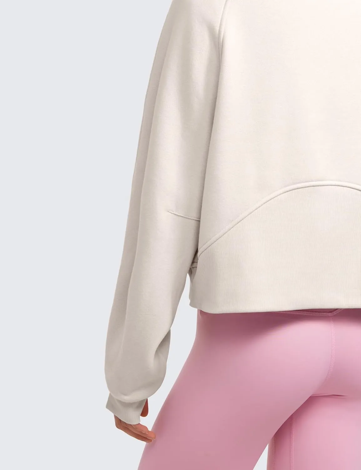 CRZ YOGA Womens Fleece Lined Half Zip Hoodies Pullover Oversized Long Sleeve Casual Workout Sweatshirts with Thumb Holes