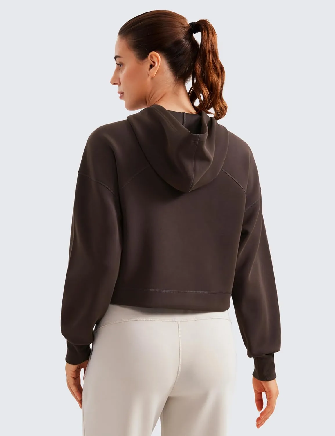 CRZ YOGA Womens SoftAura Cropped Hoodie Long Sleeve Hooded Sweatshirt Basic Workout Casual Pullover