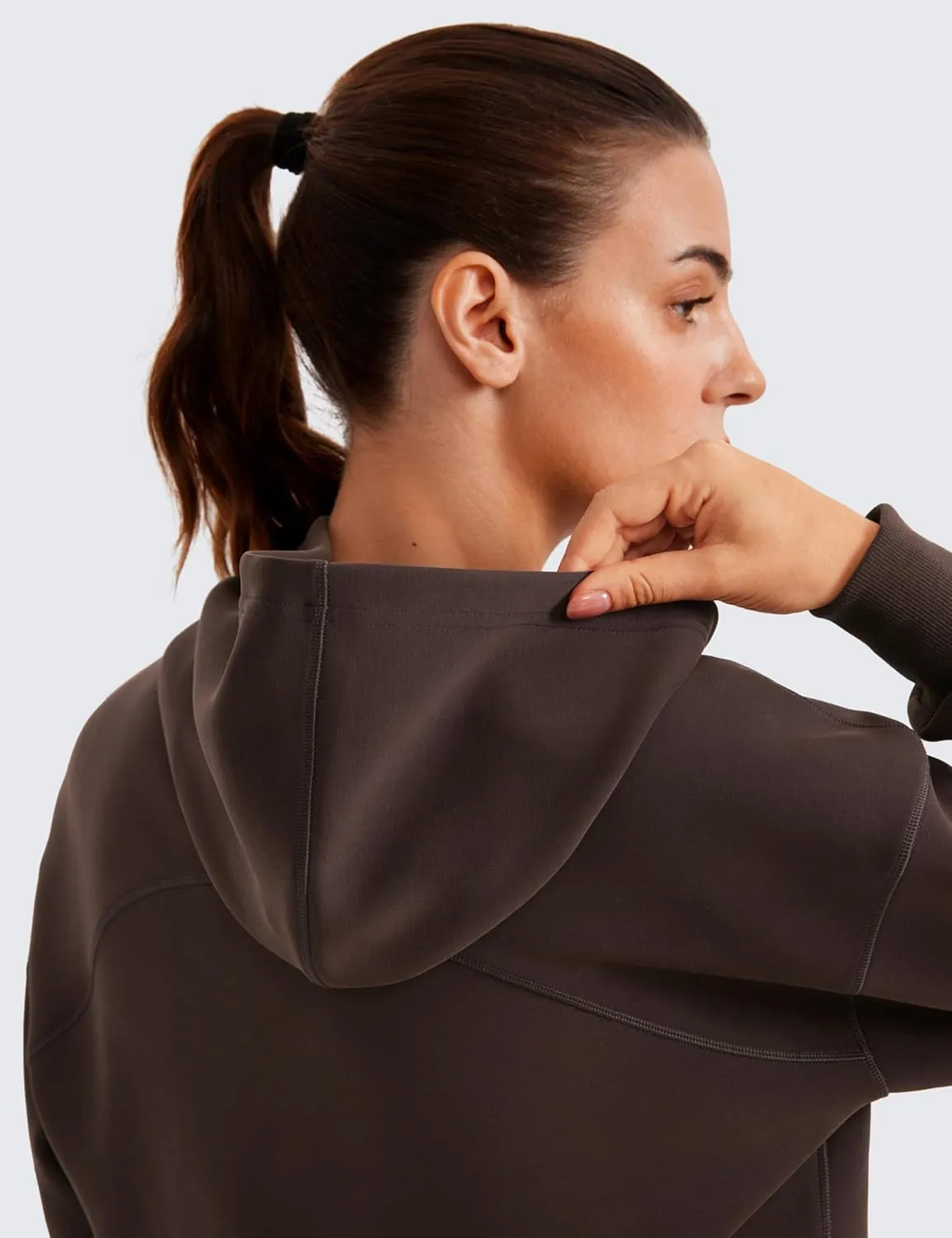 CRZ YOGA Womens SoftAura Cropped Hoodie Long Sleeve Hooded Sweatshirt Basic Workout Casual Pullover