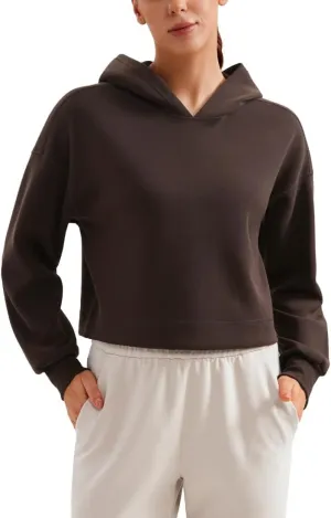 CRZ YOGA Womens SoftAura Cropped Hoodie Long Sleeve Hooded Sweatshirt Basic Workout Casual Pullover