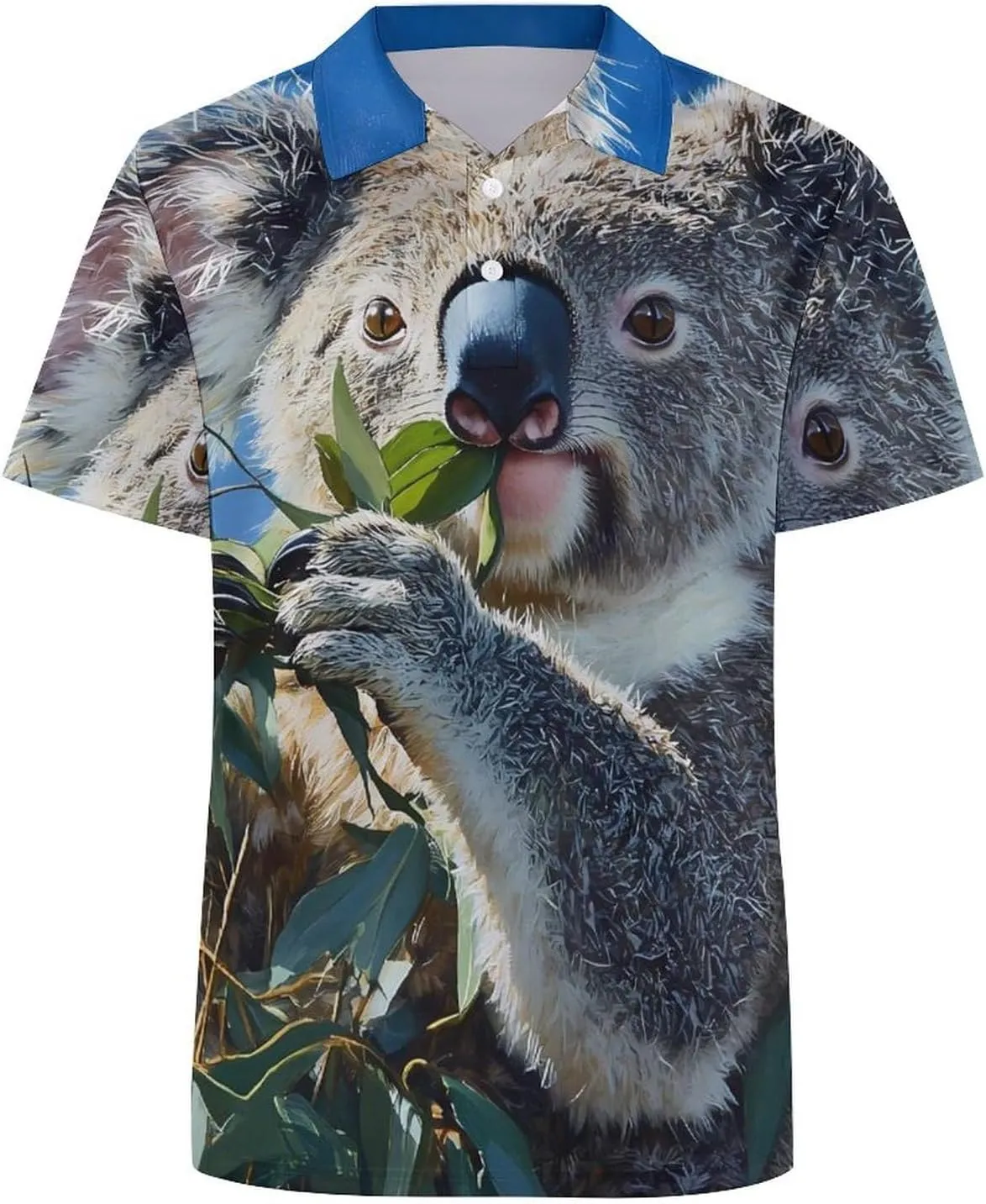 Cute Koala Slim Fit Men's Short Sleeve Polo Shirts Quick-Dry Breathable Golf T-Shirt Tops