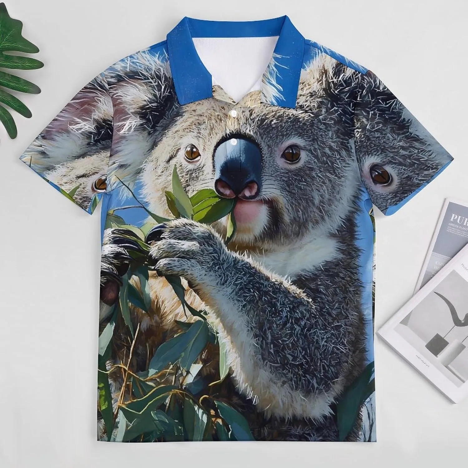 Cute Koala Slim Fit Men's Short Sleeve Polo Shirts Quick-Dry Breathable Golf T-Shirt Tops