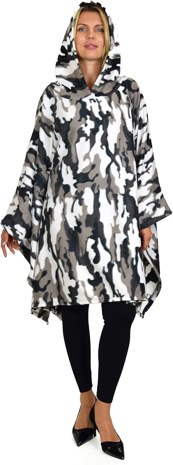 Dare2BStylish Women Poncho Style Hoodie Sweater Fleece Cover Up for Cold Weather
