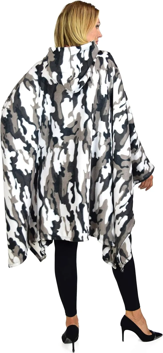 Dare2BStylish Women Poncho Style Hoodie Sweater Fleece Cover Up for Cold Weather