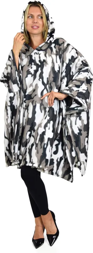 Dare2BStylish Women Poncho Style Hoodie Sweater Fleece Cover Up for Cold Weather