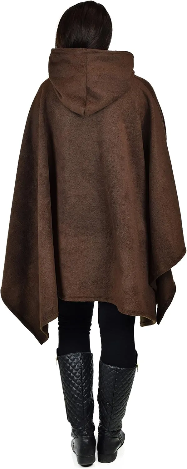 Dare2BStylish Women Poncho Style Hoodie Sweater Fleece Cover Up for Cold Weather