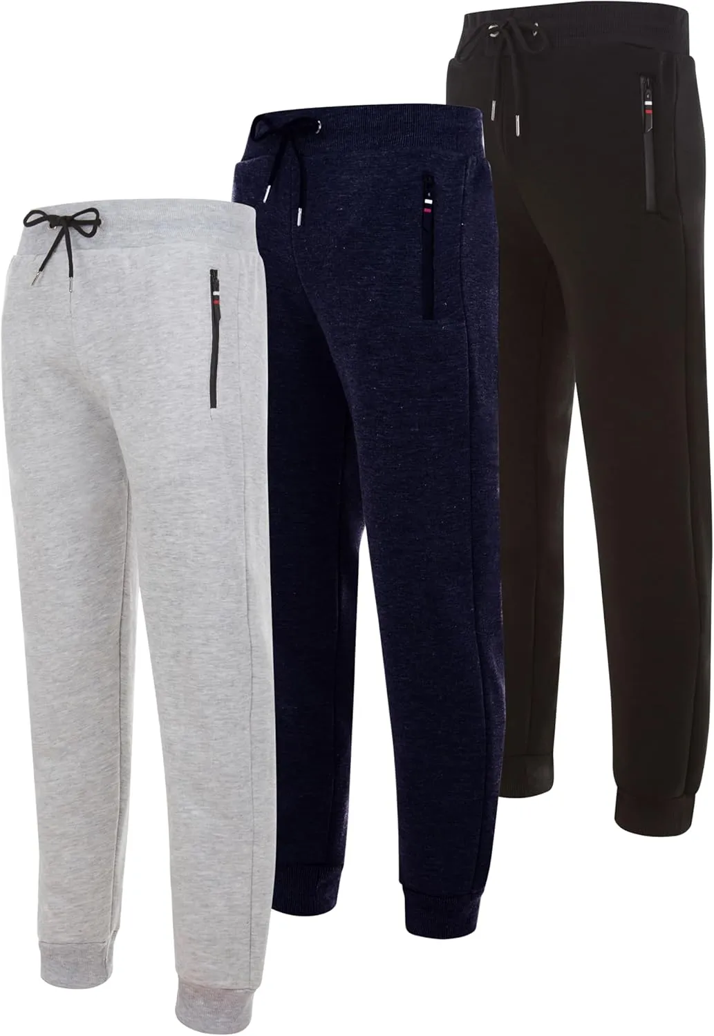 DARESAY Mens 3 Pack Dry Fit Fleece Athletic Workout Jogger Sweatpants for Men with Pockets and Drawstring Size S-3XL
