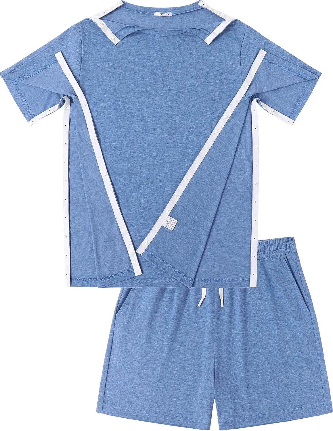 Deyeek Unisex Post Shoulder Surgery Shirts Sets Snap On Clothes for Rotator Cuff Surgery Chemo Port Access Adaptive Gowns