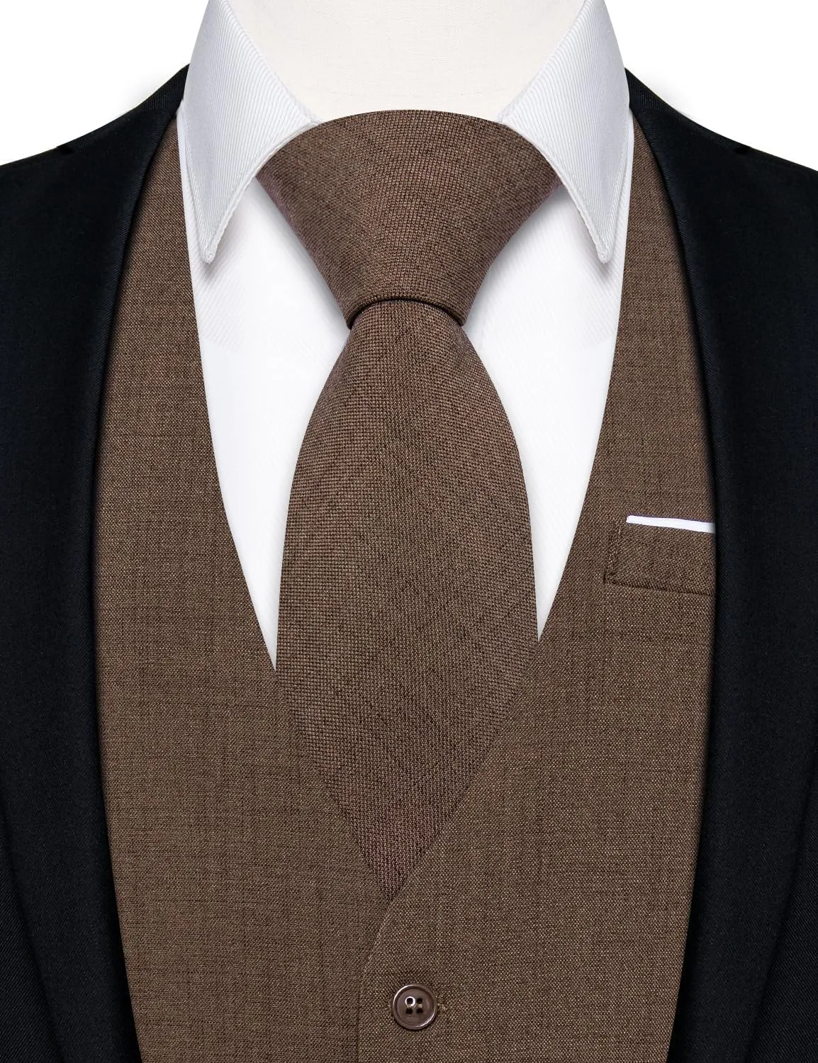 DiBanGu Mens Linen Suit Vest Casual Waistcoat and Necktie & Pre-tied Bowtie Set 6PCS Solid Color Dress Vest for Wedding Party