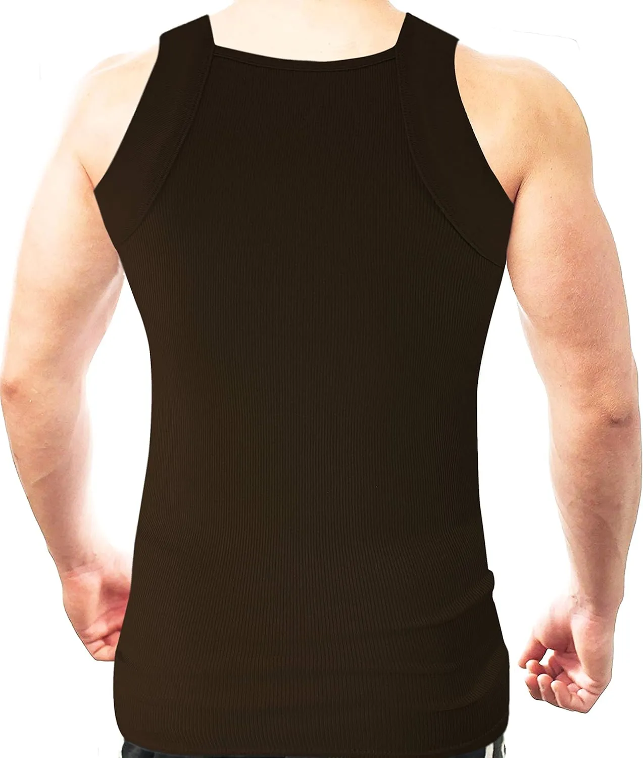 Different Touch 2 Pack Men's Tank Tops Square Cut Muscle Rib A-Shirts