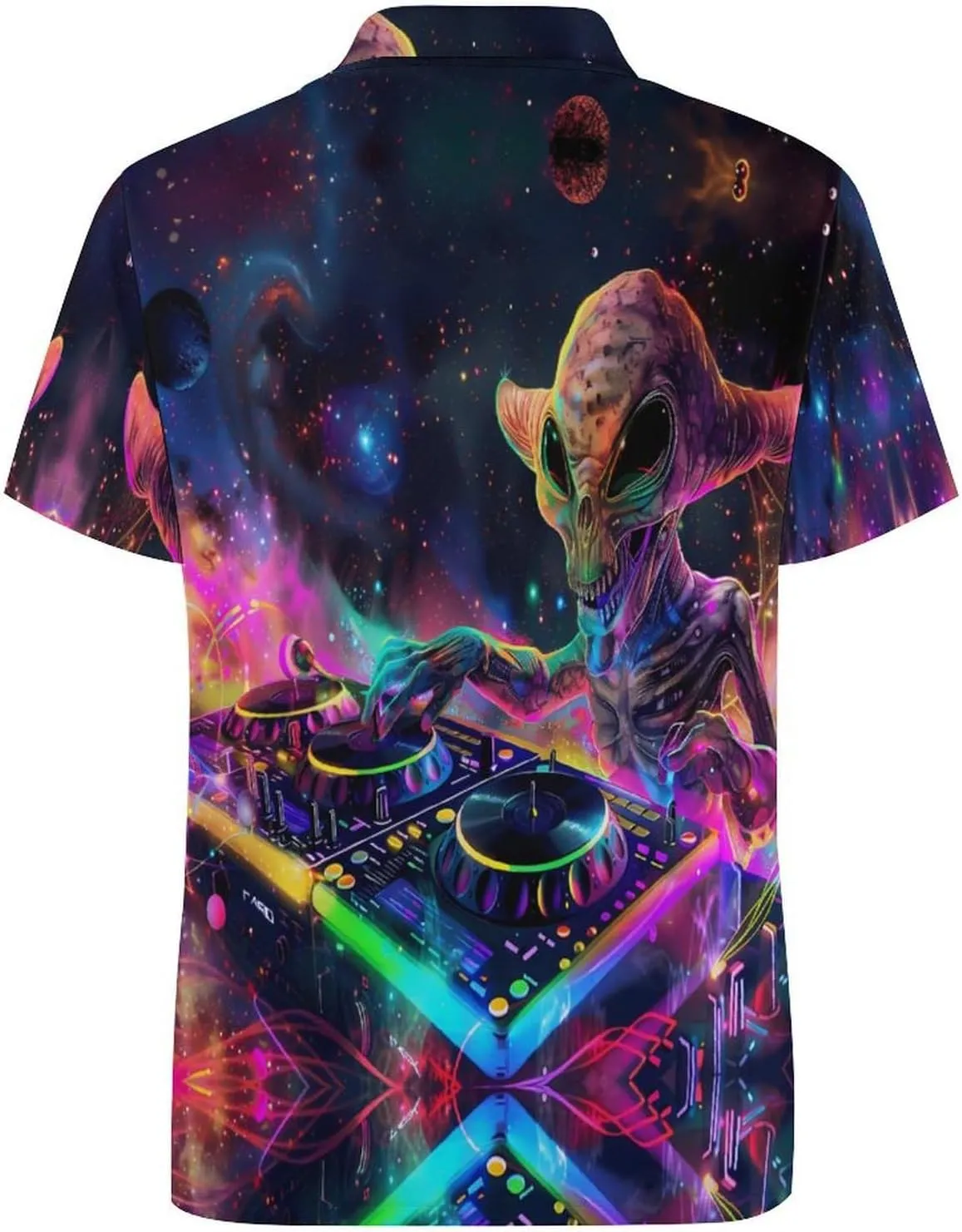 DJ Alien Galaxy Mens Polo Shirts Quick Dry Short Sleeve Golf Slim Fit T Shirt