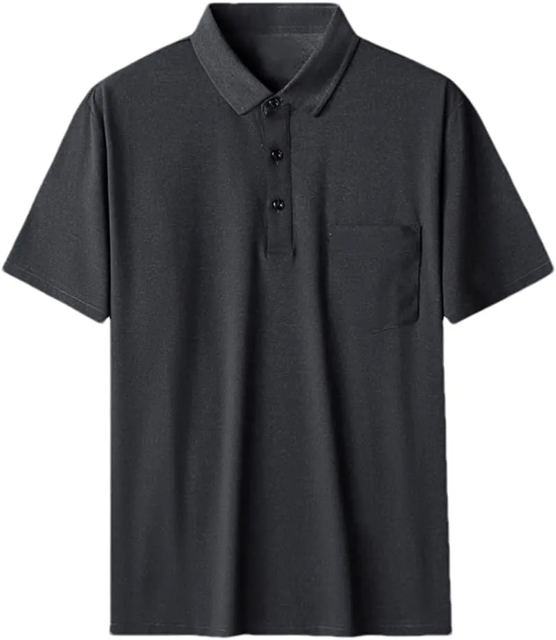 Dninmim Men Summer Quick Dry Polo Shirt Short Sleeve with Pocket Casual Breathable Men's T-Shirt