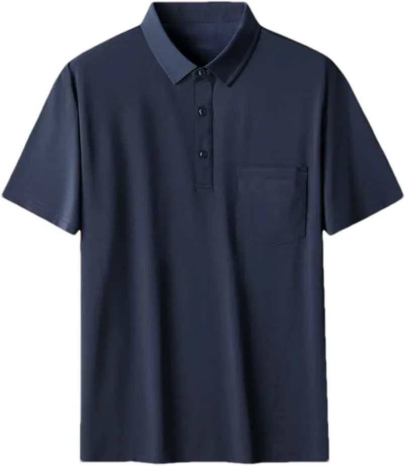 Dninmim Men Summer Quick Dry Polo Shirt Short Sleeve with Pocket Casual Breathable Men's T-Shirt
