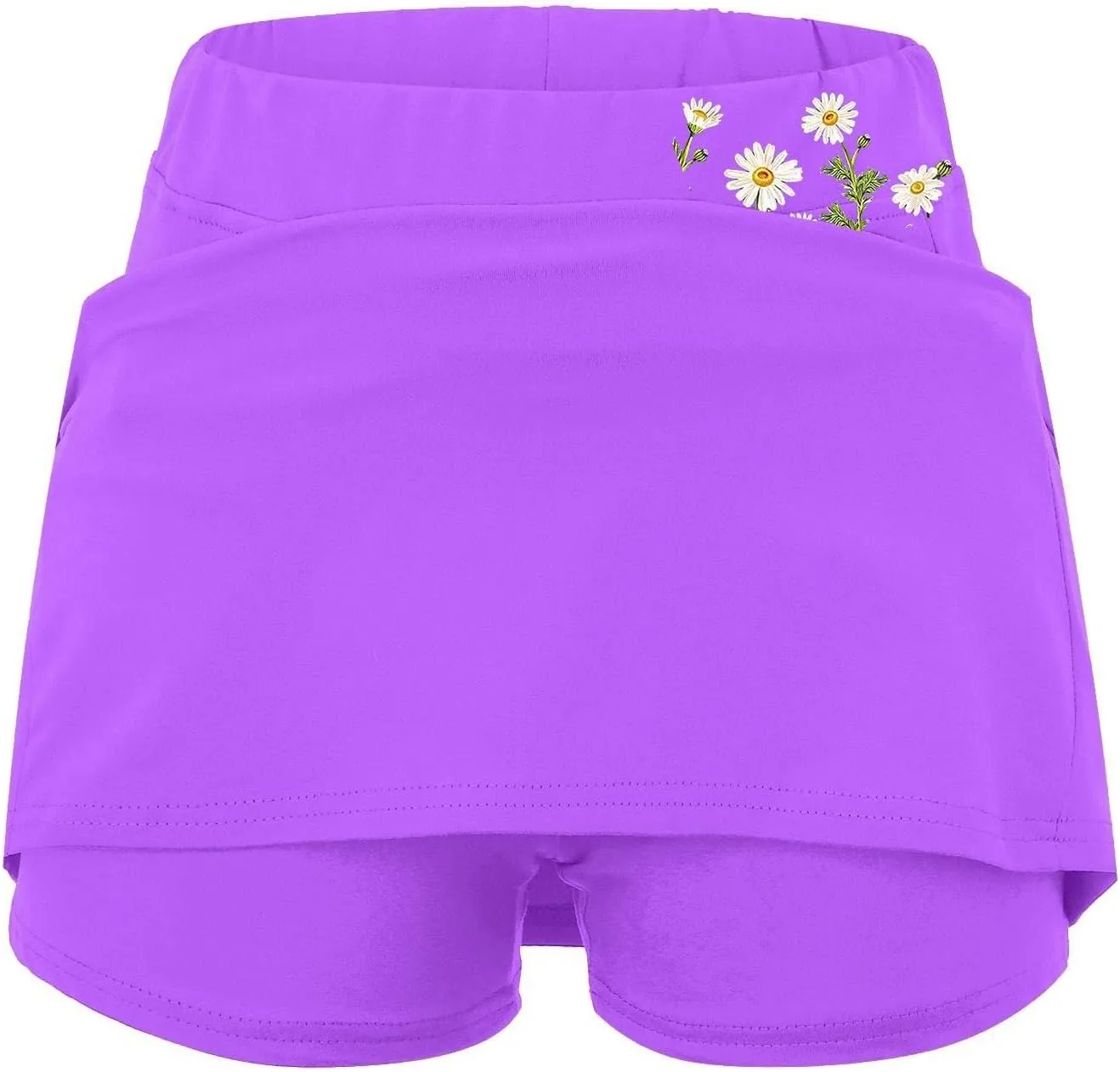 Double Layer Skorts for Women Lightweight Breathable High Waisted Skirt Tummy Control Casual Loose Shirts with Pockets
