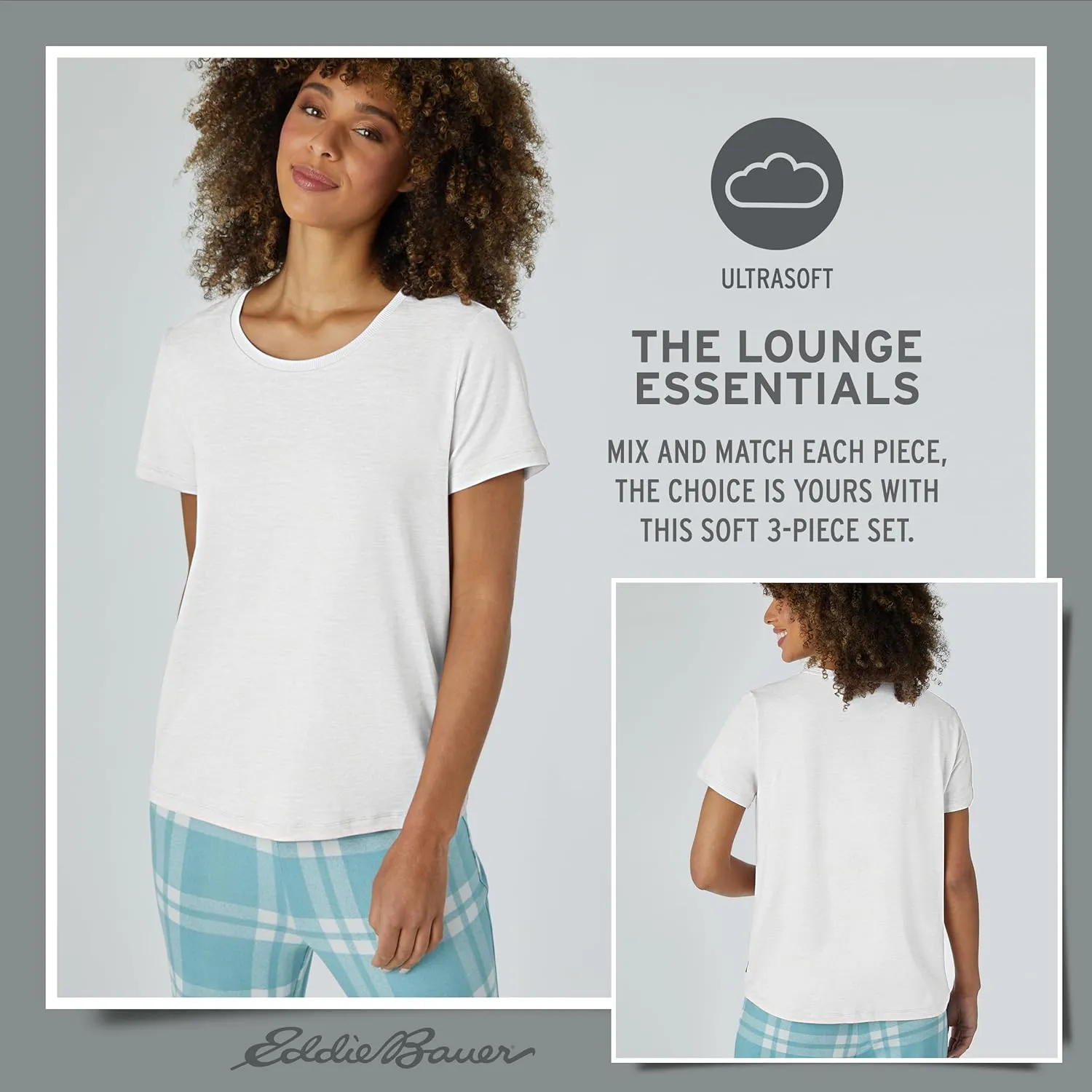 Eddie Bauer Womens Pajama Set  3 Piece Sleepwear Set - Bathrobe, T-Shirt, and Lounge Pants Set for Women (S-XXL)