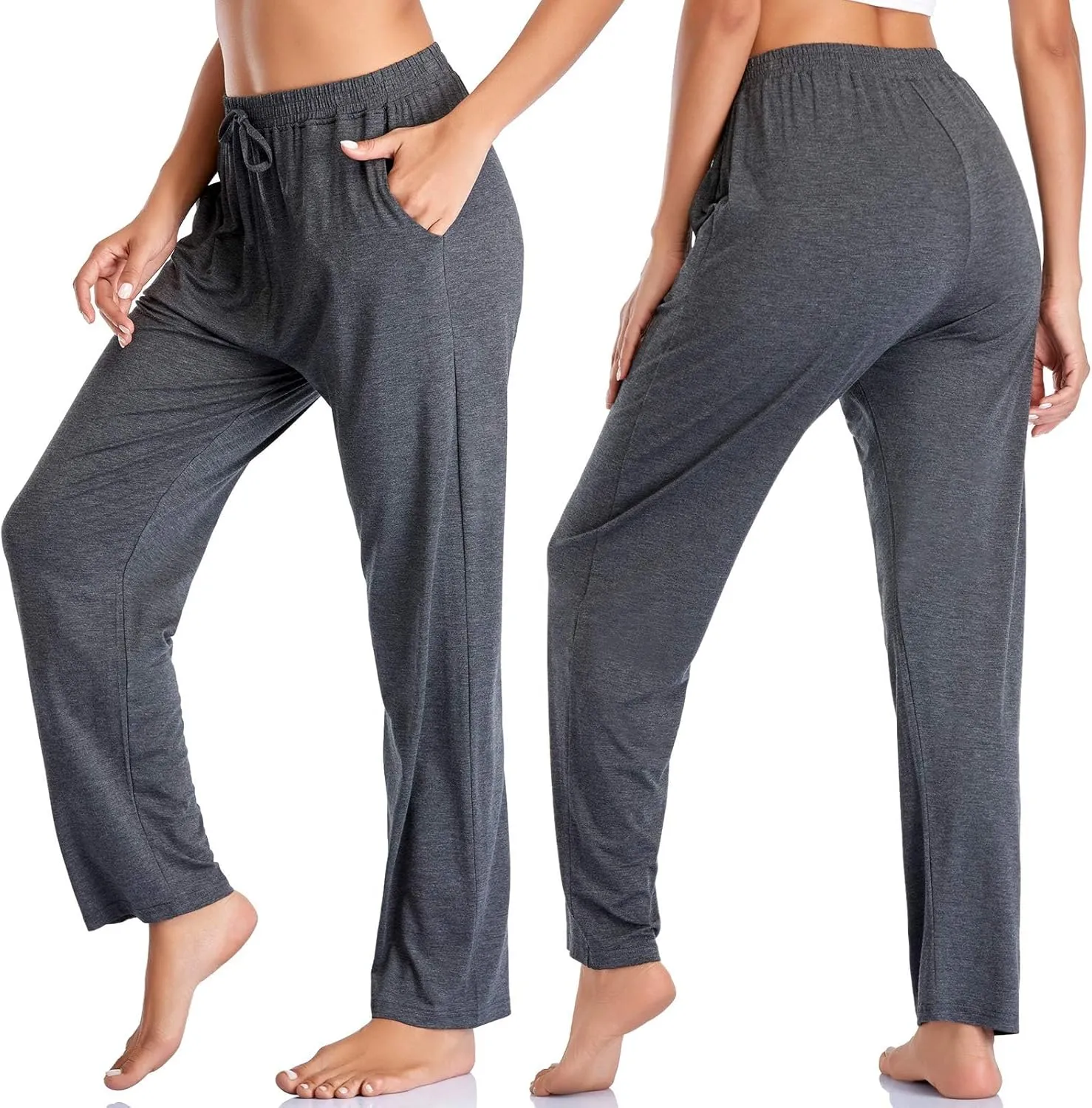 Envlon Women's Yoga Pants with Pockets Comfy Stretch Loose Wide Leg Casual Pants Breathable Running Workout Lounge Pants