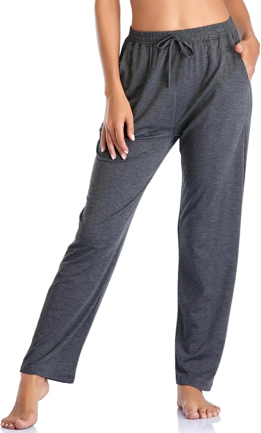 Envlon Women's Yoga Pants with Pockets Comfy Stretch Loose Wide Leg Casual Pants Breathable Running Workout Lounge Pants