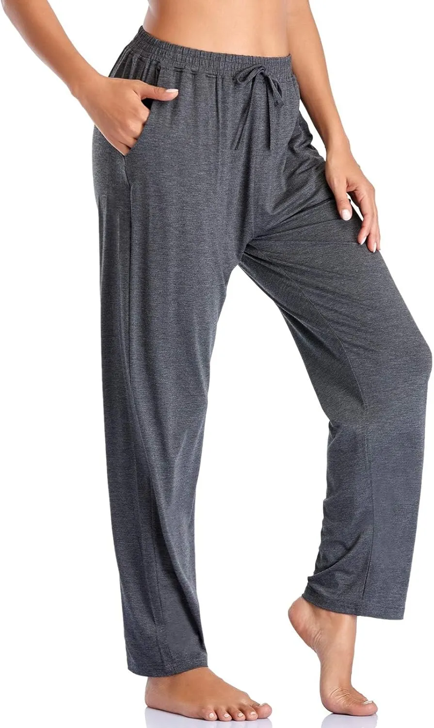 Envlon Women's Yoga Pants with Pockets Comfy Stretch Loose Wide Leg Casual Pants Breathable Running Workout Lounge Pants
