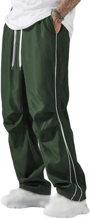 evzosrz Men's Parachute Sweatpants Y2k Summer Side Stripes Baggy Track Pants 2025 Casual Quick Dry Sports Trousers Streetwear