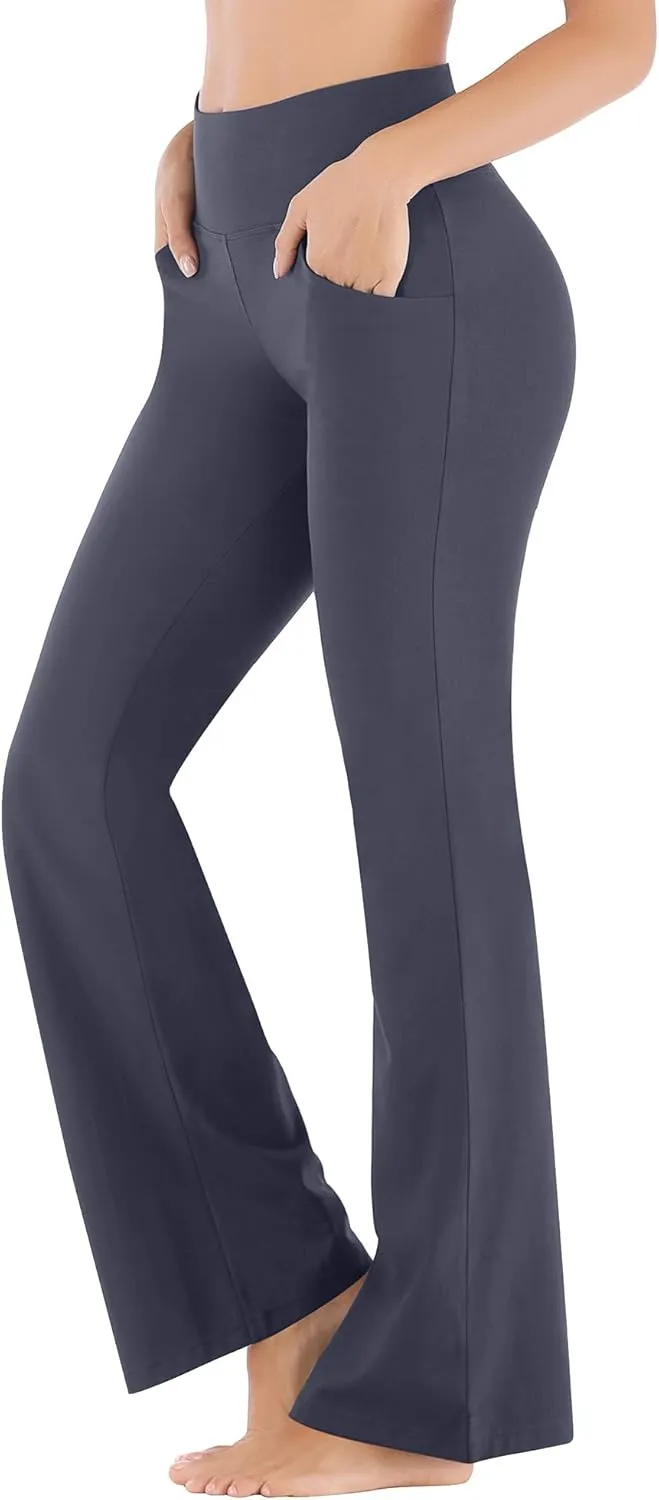 Ewedoos Bootcut Yoga Pants with Pockets for Women Wide Leg Pants Woman High Waisted Stretchy Work Pants for Yoga Workout