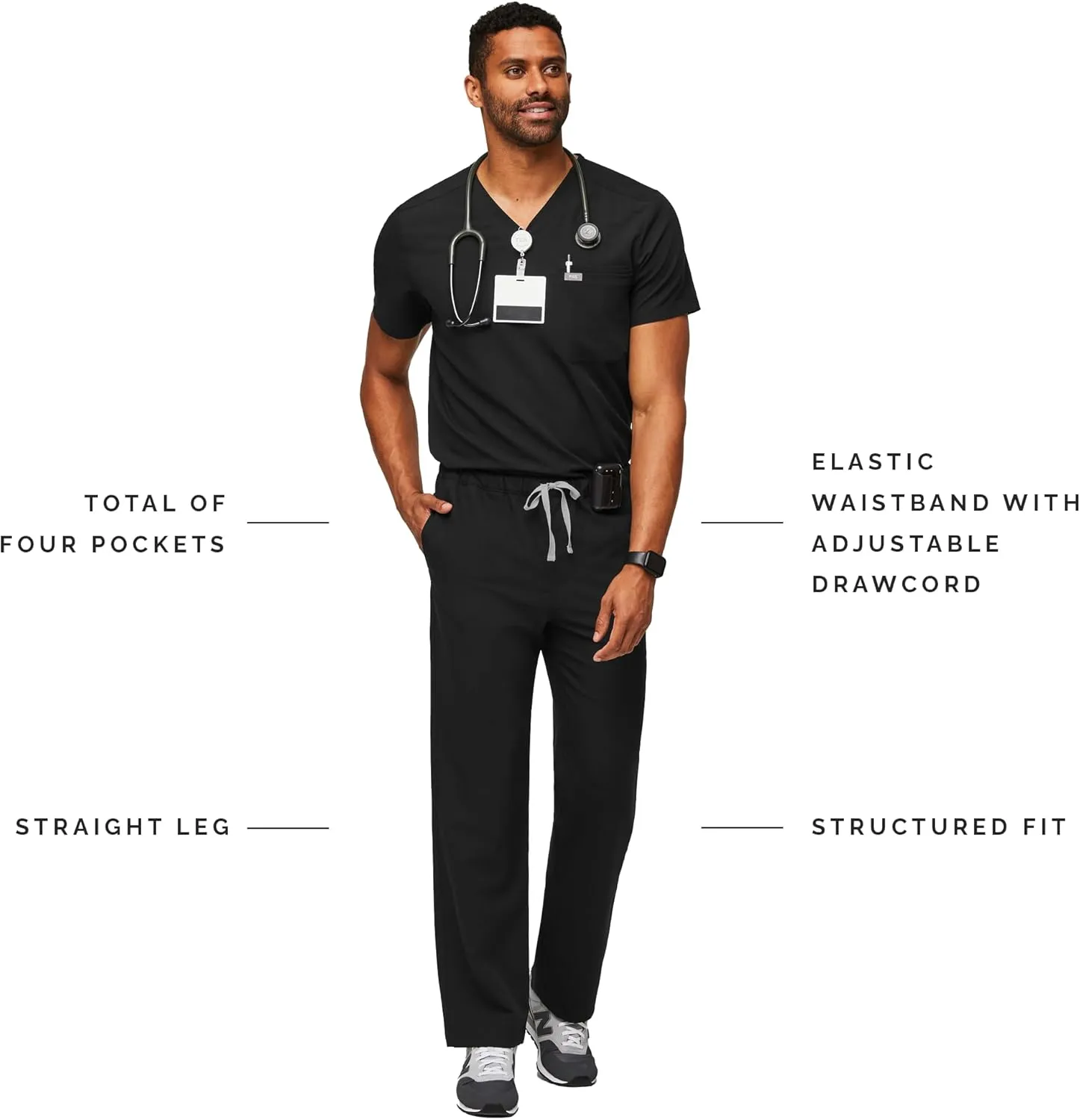 FIGS Pisco Basic Scrub Pants for Men  Structured Fit, Straight Leg, 4 Pockets, Anti-Wrinkle Mens Scrub Pants