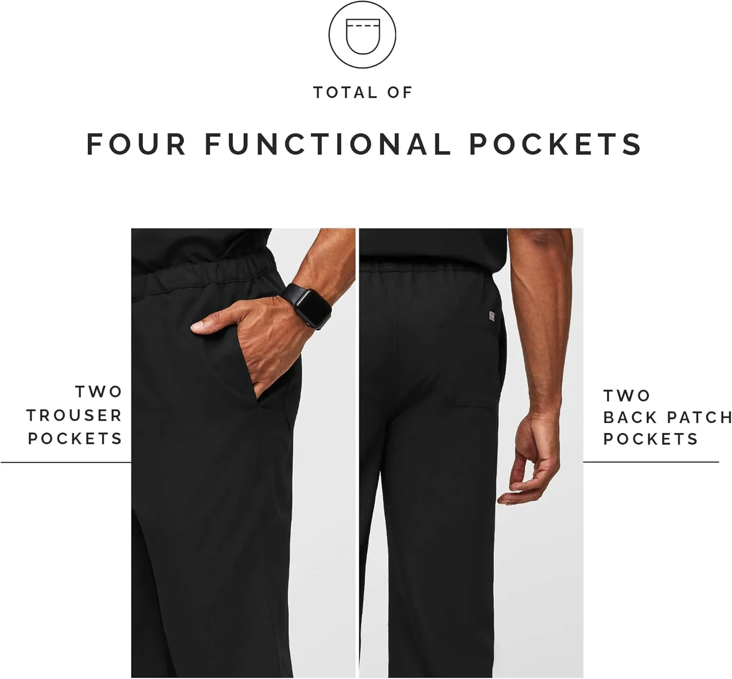 FIGS Pisco Basic Scrub Pants for Men  Structured Fit, Straight Leg, 4 Pockets, Anti-Wrinkle Mens Scrub Pants