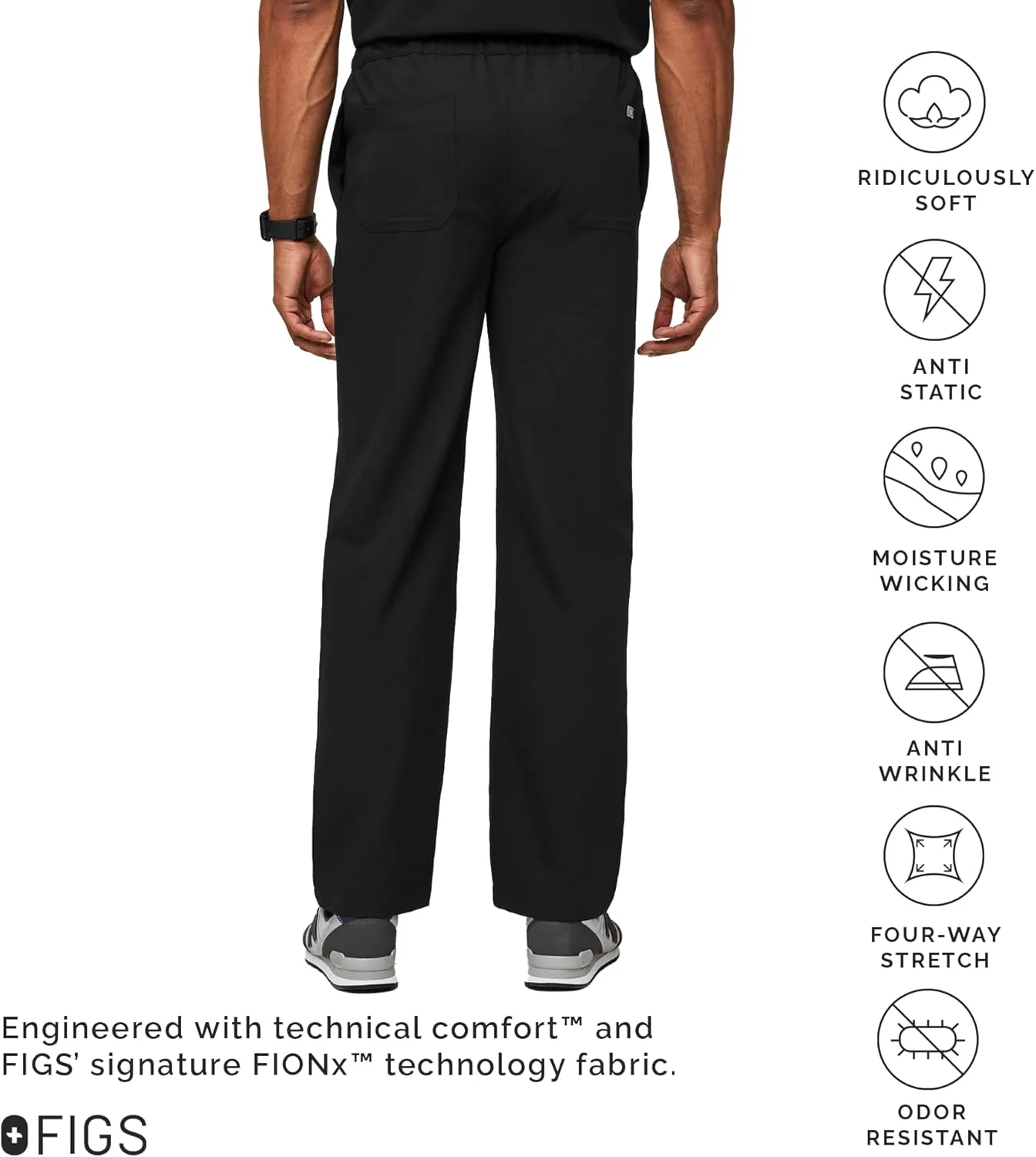 FIGS Pisco Basic Scrub Pants for Men  Structured Fit, Straight Leg, 4 Pockets, Anti-Wrinkle Mens Scrub Pants