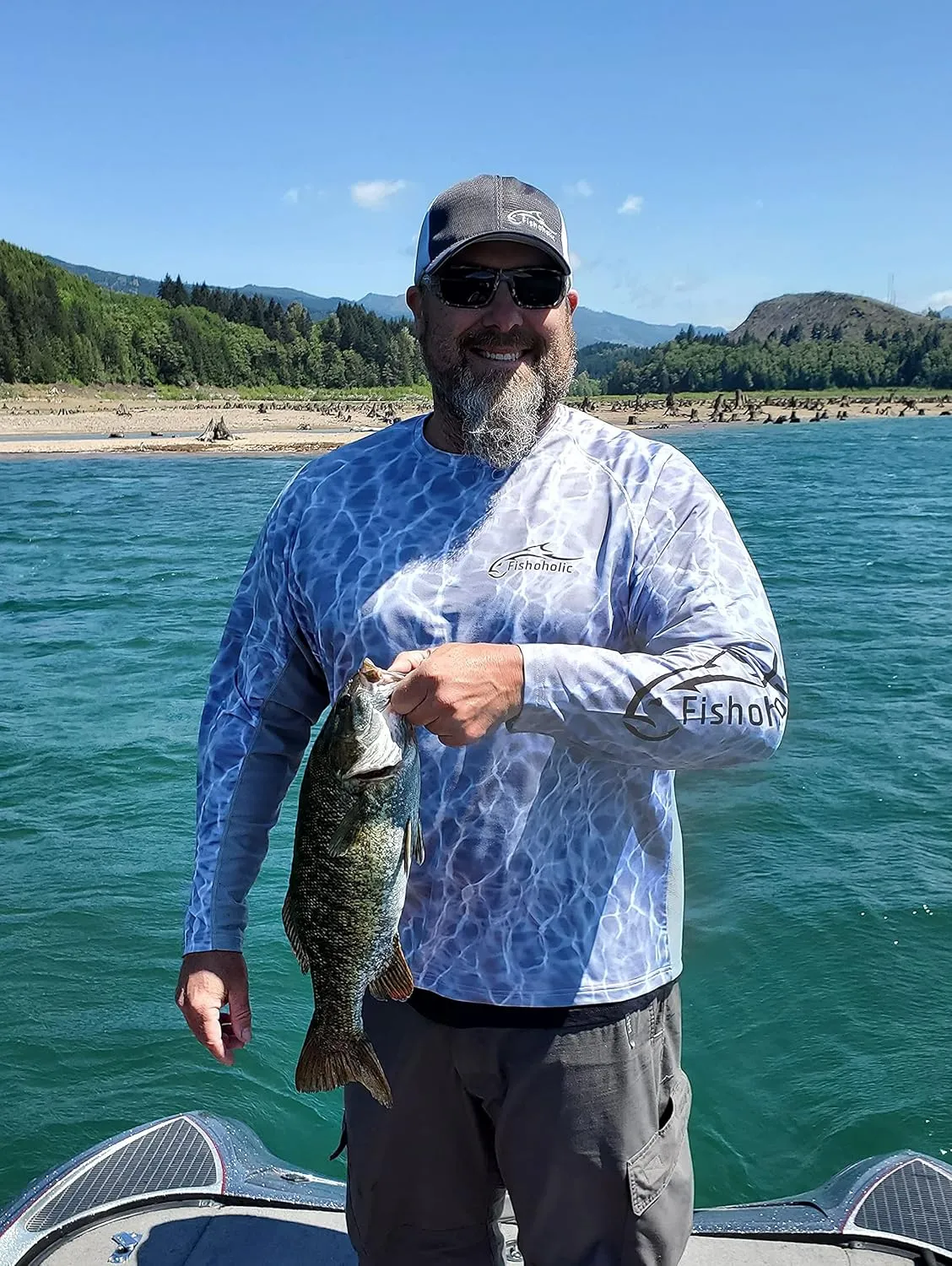 Fishoholic UPF 50 Performance Fishing Shirt - Long Sleeve - Loose Keg Fit - Breathable Quick Dry Sun Protection