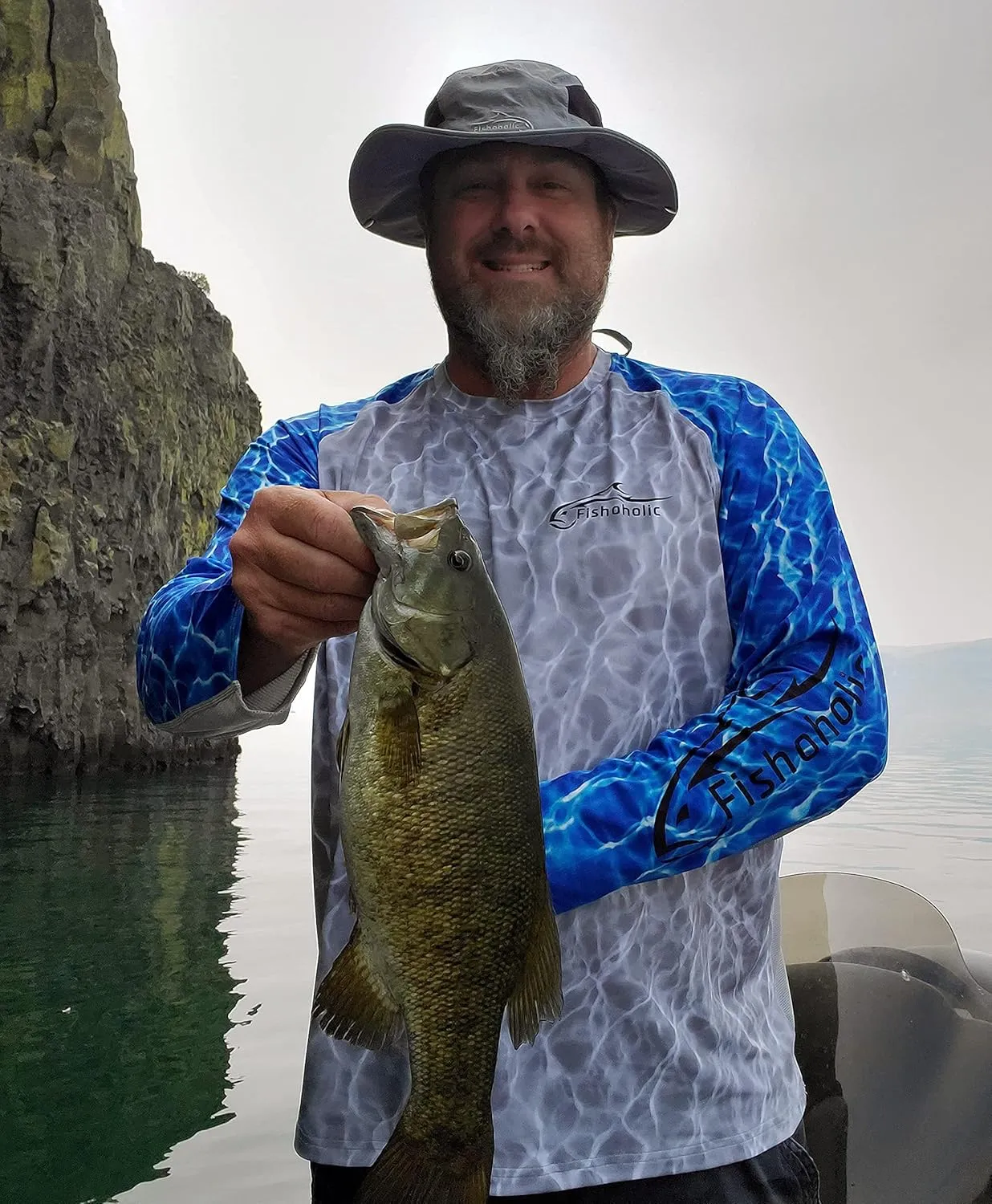 Fishoholic UPF 50 Performance Fishing Shirt - Long Sleeve - Loose Keg Fit - Breathable Quick Dry Sun Protection
