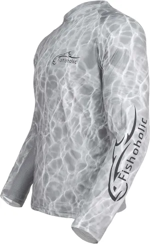 Fishoholic UPF 50 Performance Fishing Shirt - Long Sleeve - Loose Keg Fit - Breathable Quick Dry Sun Protection