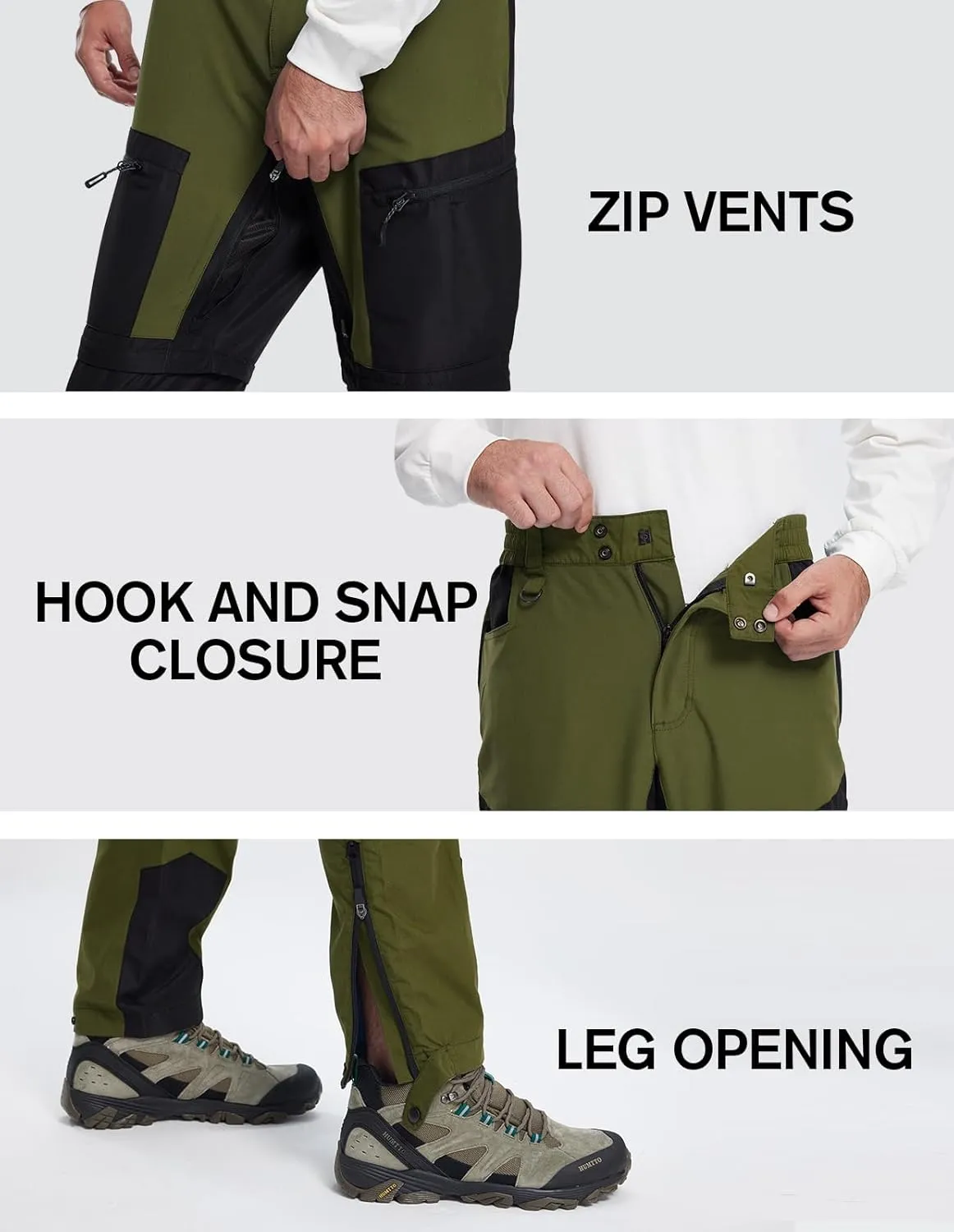 fit space Men's Reinforced Hiking Pants Tapered Zip Off Trekking Pants Convertible Vented