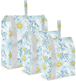 Floral Spring Daisy Packing Cubes for Suitcases 3 Set Lightweight Compression Luggage Packing Organizers for Carry on Suitcase Travel Essentials Luggage Organizer Bags Set