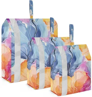 Floral Watercolor Colorful Packing Cubes for Suitcases 3 Set Compression Lightweight Luggage Packing Organizers for Carry on Suitcase Travel Accessories Luggage Organizer Bags Set