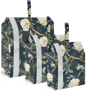 Flower Blue Packing Cubes for Suitcases 3 Set Compression Lightweight Luggage Packing Organizers for Carry on Suitcase Travel Essentials Luggage Organizer Bags Set