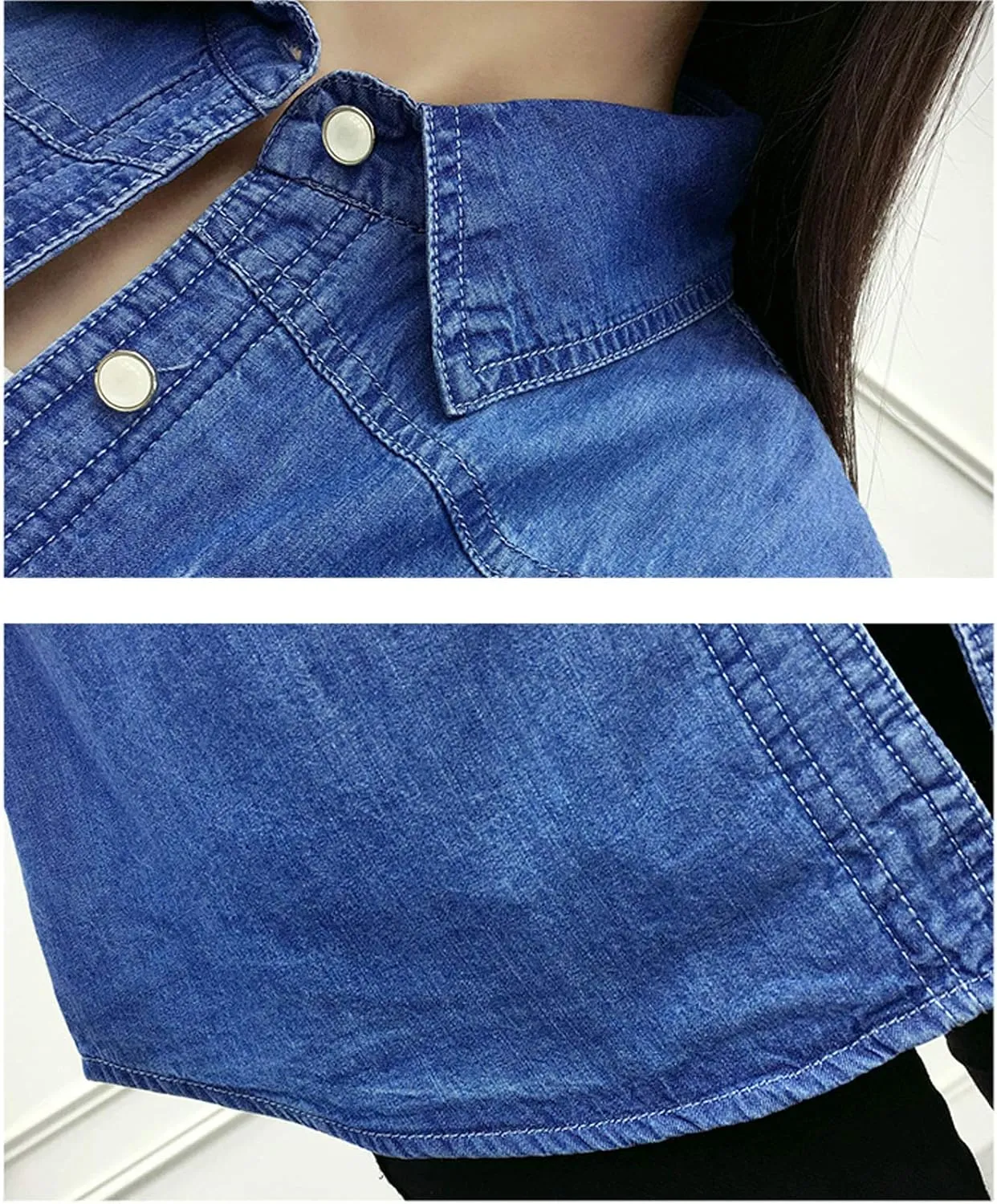 Flygo Women's Thermal Flannel Cotton Fleece Lined Long Sleeve Buttoned Denim Shirt Jacket